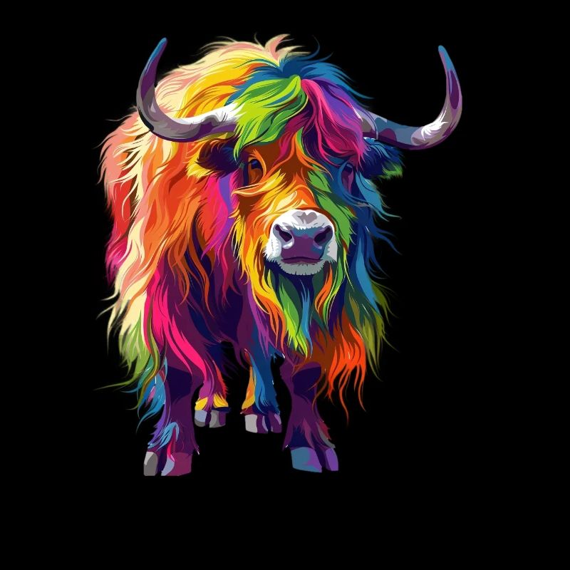 Yak coloré : œuvre d’art colorée