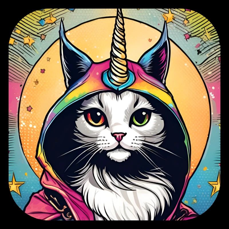 Chat mignon avec sweat à capuche Licorne