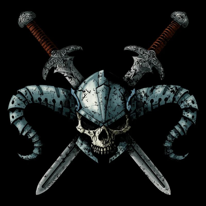 Warrior Skull 2 swords
