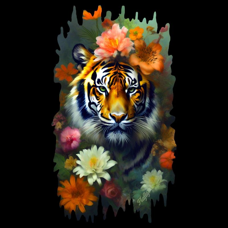 Tiger among flowers 🌸💛