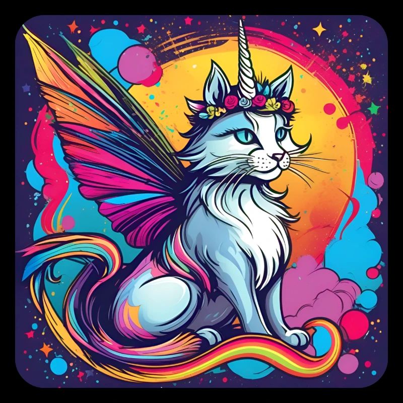 Chat licorne mignon avec des ailes de papillon