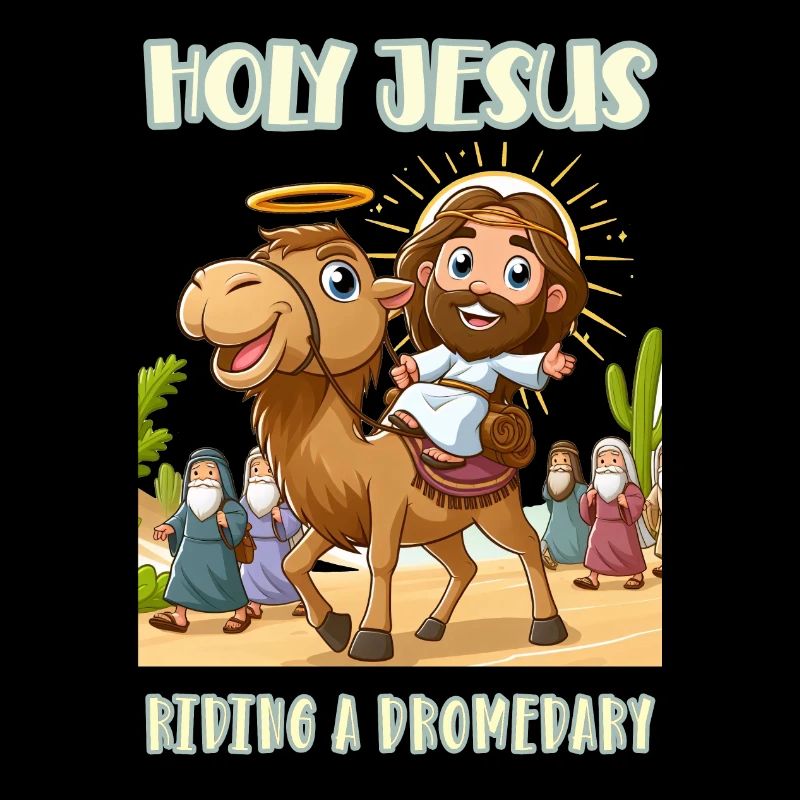 Saint Jésus chevauchant un dromadaire