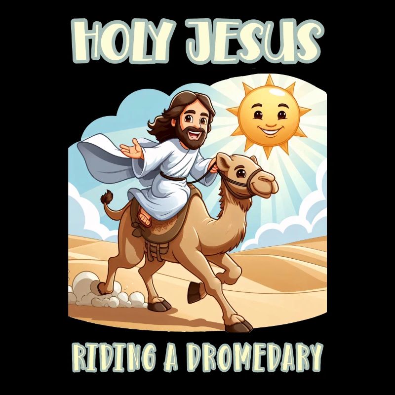 Holy Jesus riding a dromedary