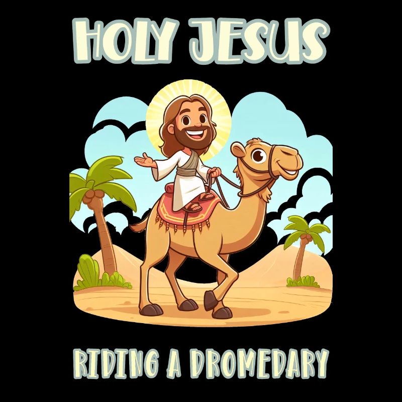 Holy Jesus riding a dromedary