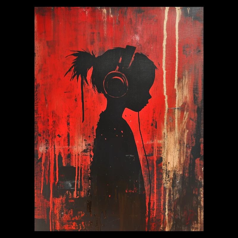 Silhouette d’enfant avec des écouteurs
