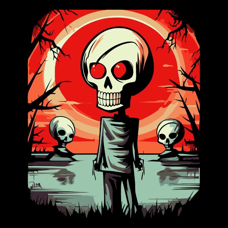 Cute Swamp Zombie Skull