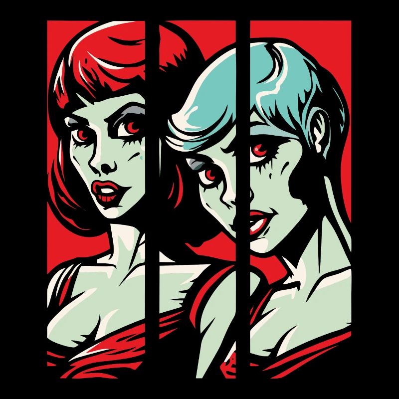 Portrait de bande dessinée de belles copines