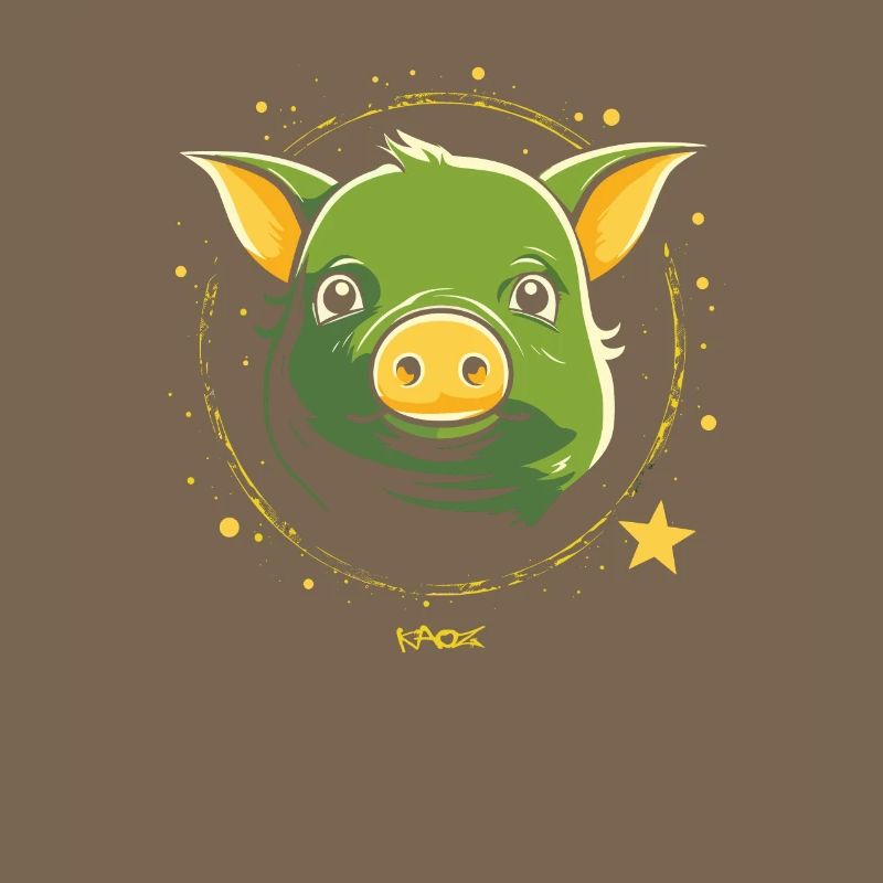 Cochon d'espace vert mignon
