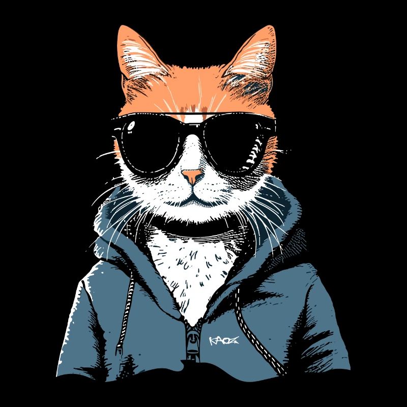 Sweat à capuche super cool et lunettes de soleil pour chat
