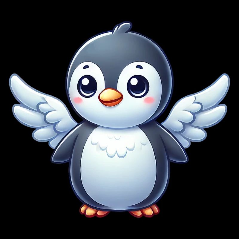 Ange mignon de bande dessinée pingouin avec des ailes