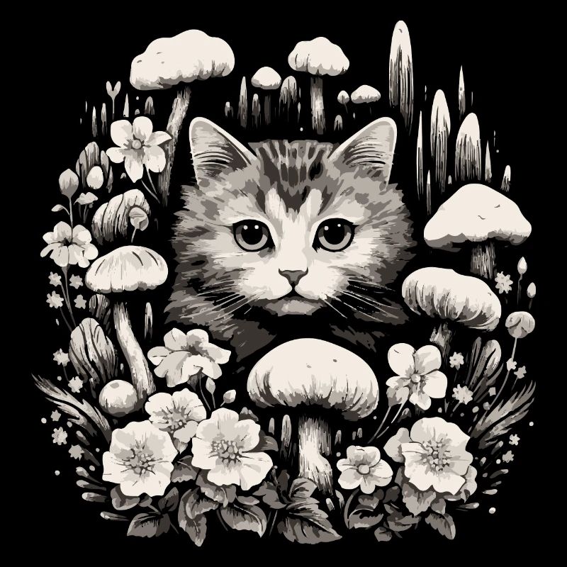 Champignons cottagecore pour chat