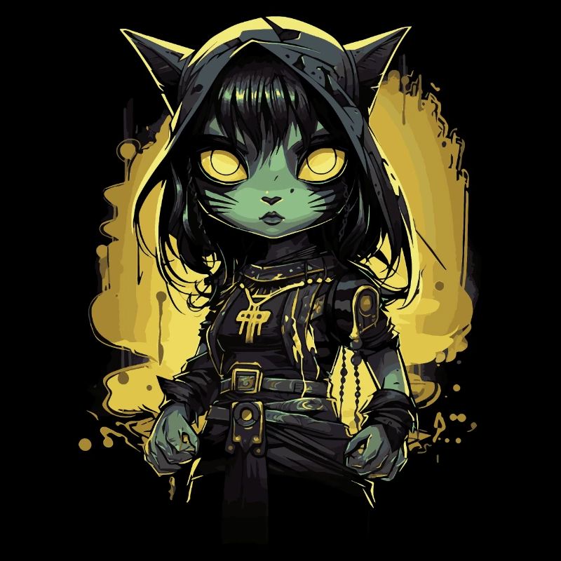 Chaton guerrier gothique mignon