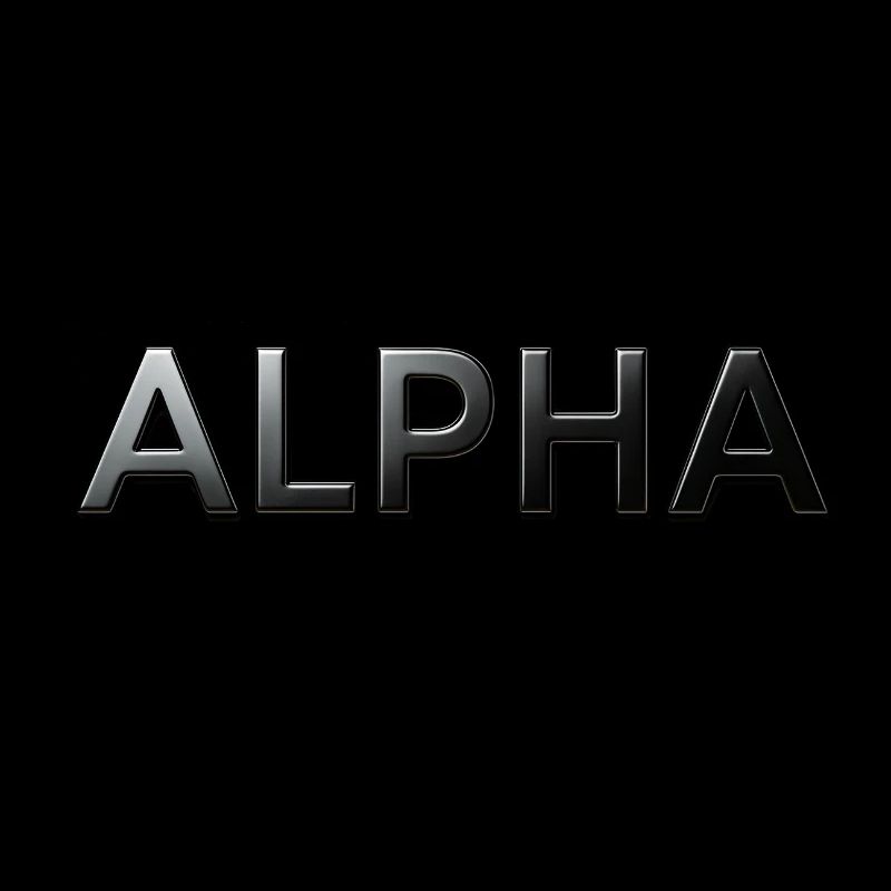 Alpha, matte, black, typo, font