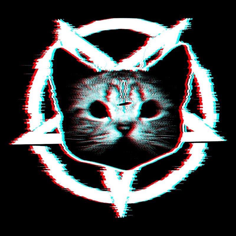 Chat satanique dans le pentagramme | Effet RVB