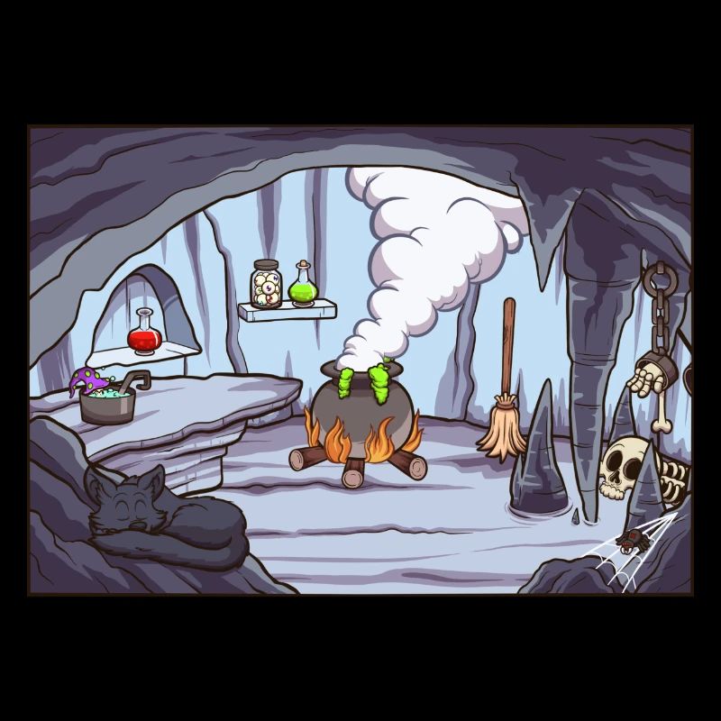 Cartoon Witch Cave Background