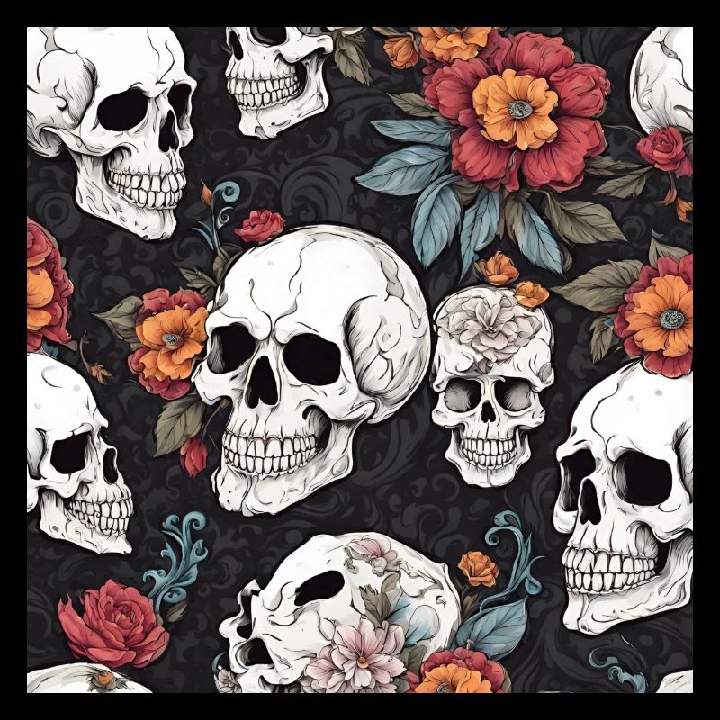 Crâne et fleurs