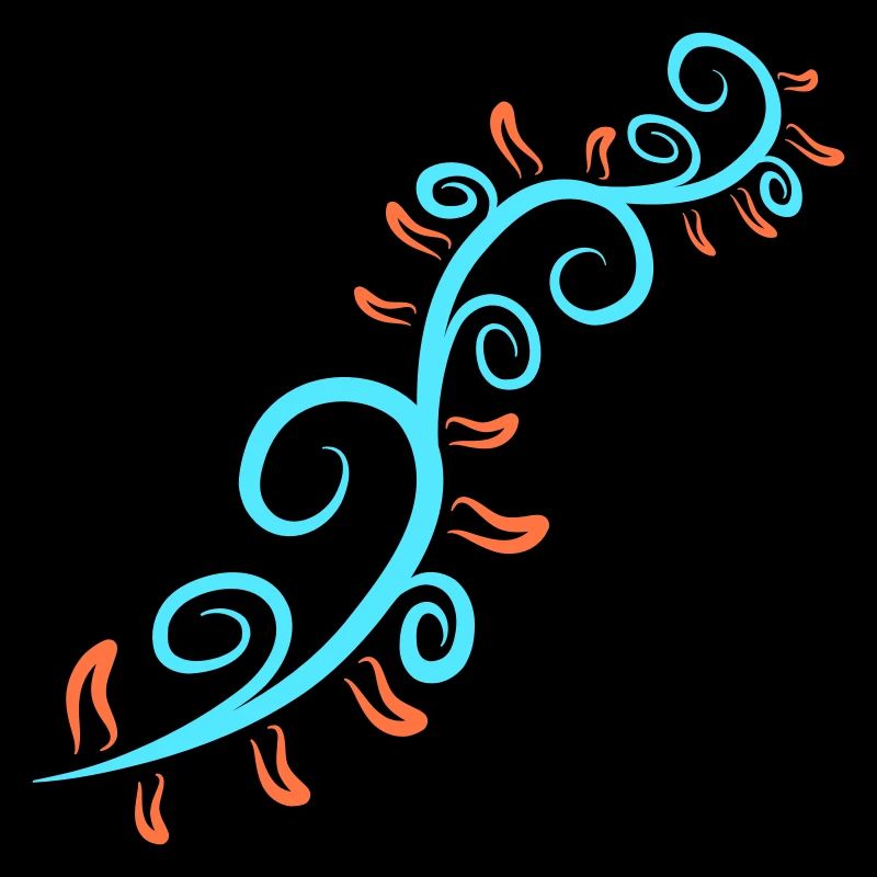 Vine Plant Blue Orange Leaves Decorative Pattern