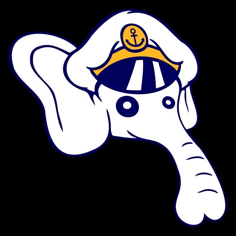 Drôle Petit Éléphant Tête Capitaine Mignon Mignon