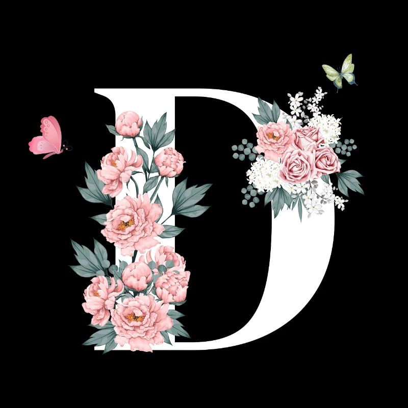 Lettre d fleurs rose