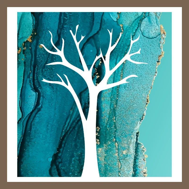 White Tree with Abstract Marble Background