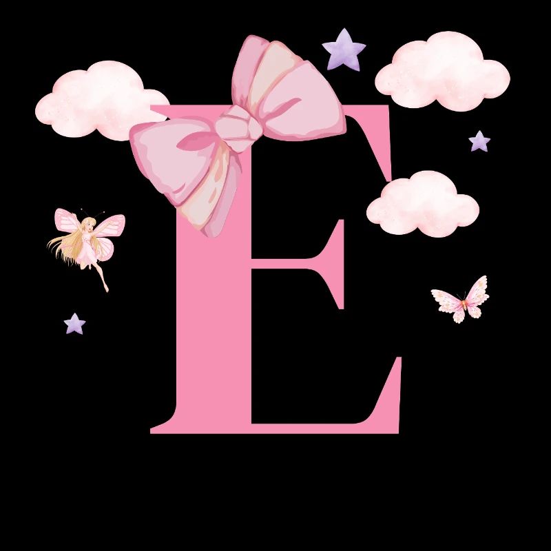 Lettre e rose nuages
