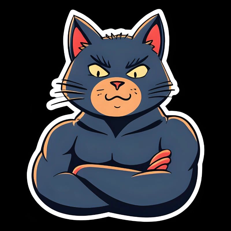 Cat with Muscles-Funny Comic Design