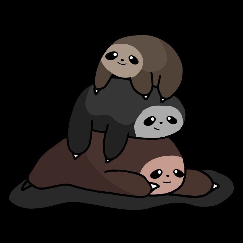 Cute sloths Stacked togethers, Kawaii Sloth