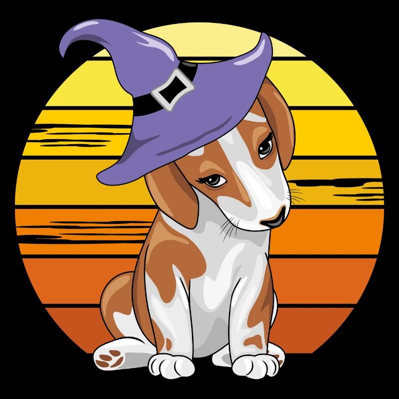 Mignon beagle timide en chapeau