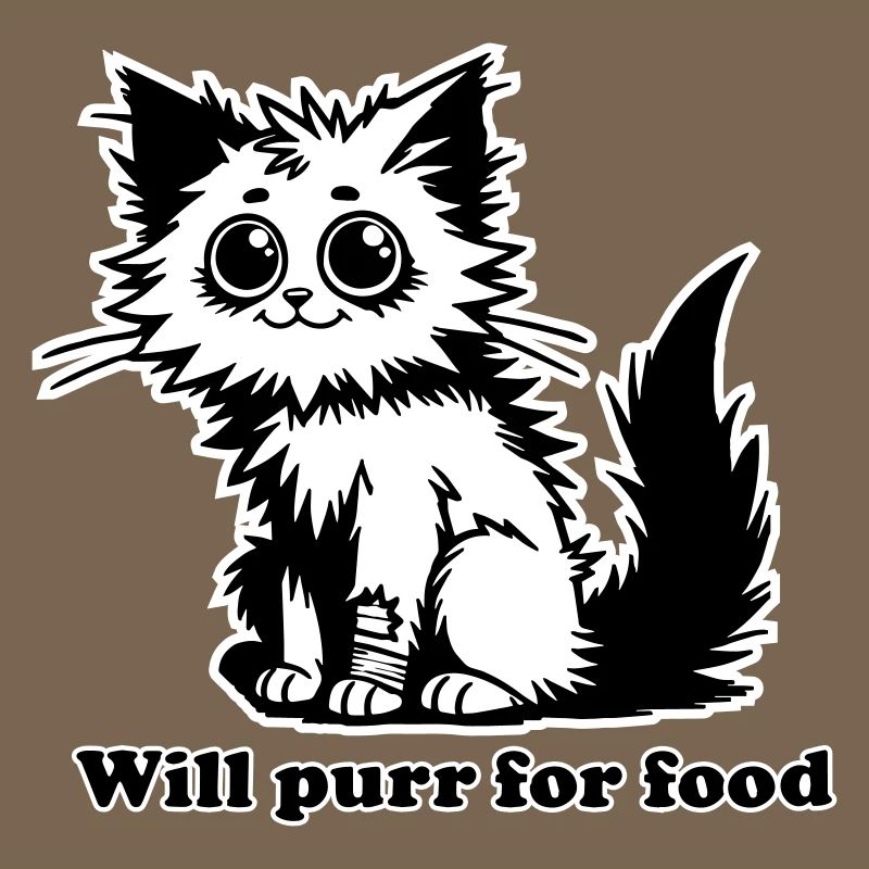 Chat sans abri - Will ronronnera pour la conception de nourriture