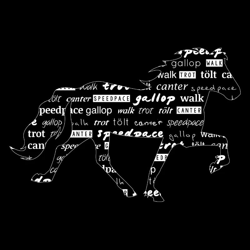 Töltend cheval avec texte - blanc