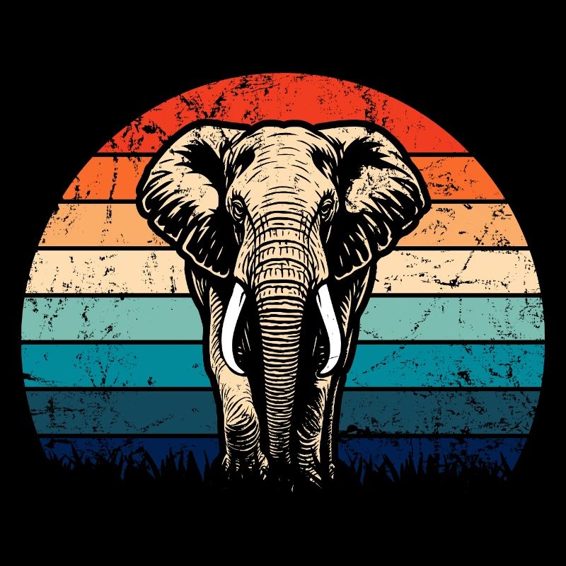 Elephant - big game, tusk, ivory sunset