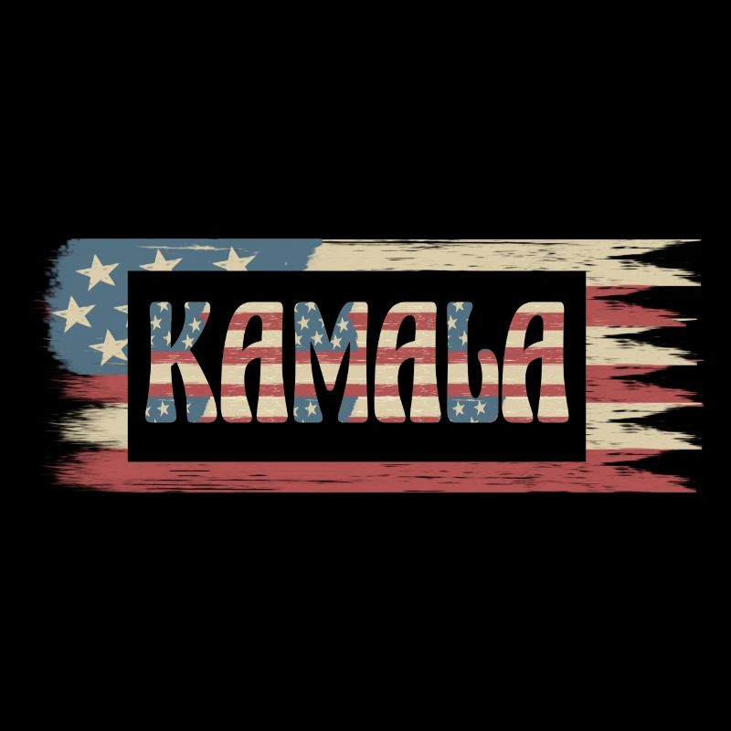 Kamala Harris présidente drapeau américain rétro
