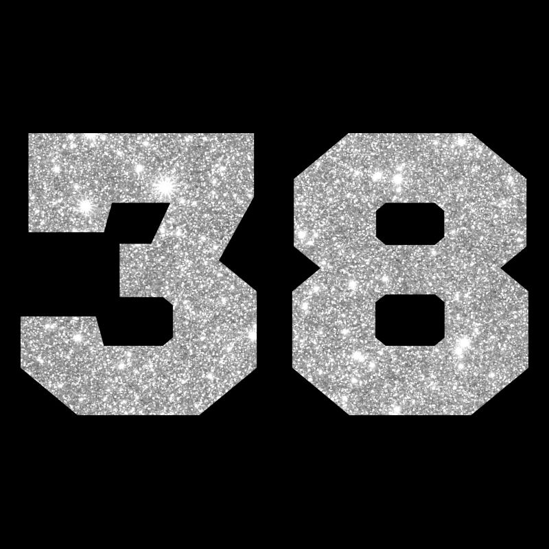 Number 38 Silver Glitter - 38th Anniversary