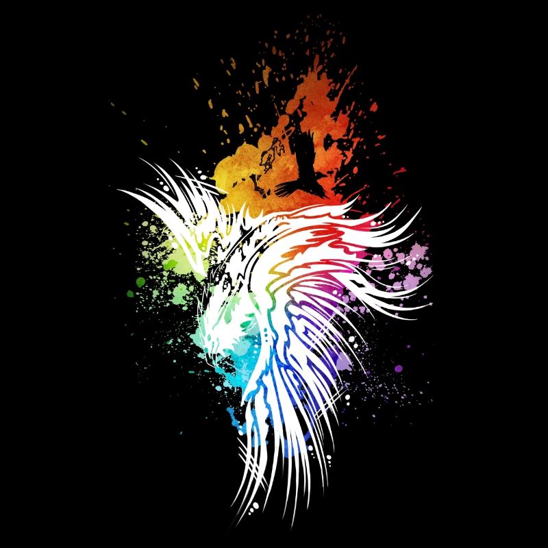 Raven rainbow blobs white