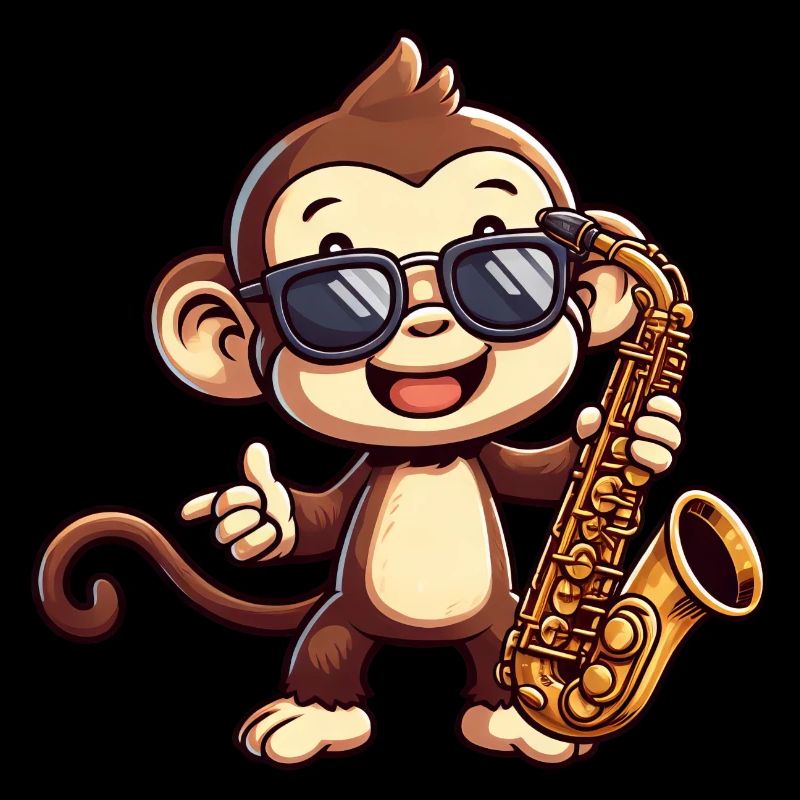 Jazz Saxophone Monkey Chimpanzee Music Lover