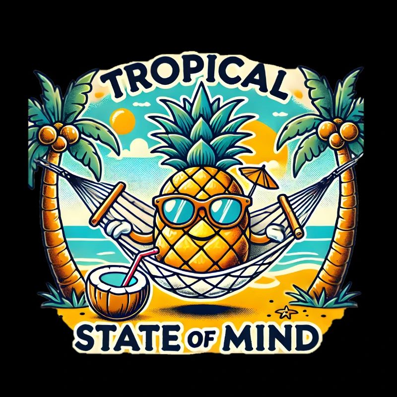 Relaxed pineapple by the sea