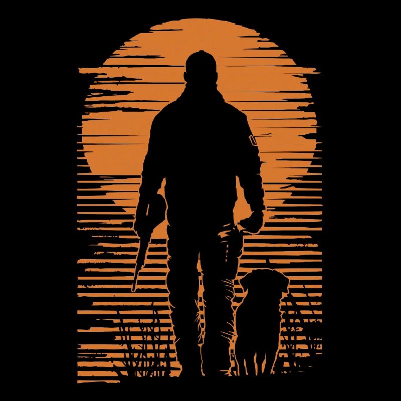 Chasse chasse avec chien rétro vintage