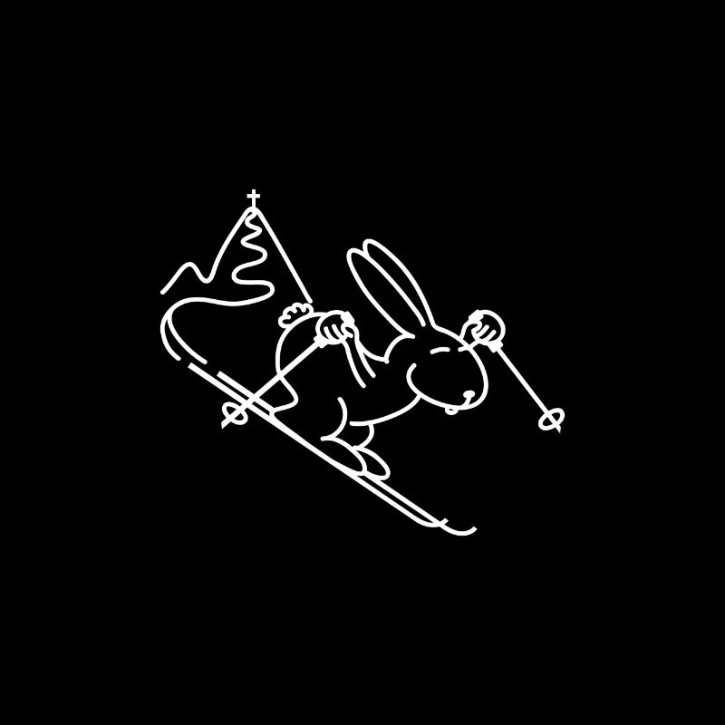 Cool ski hare snow hare skier slope gift
