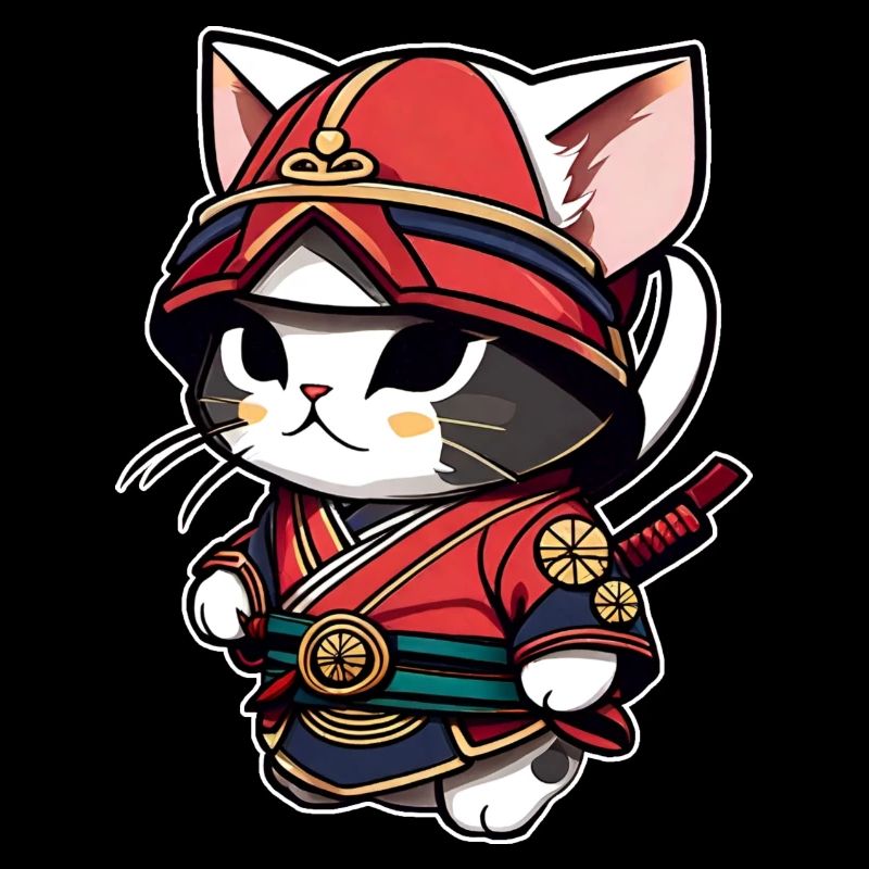 Cute Samurai Cat