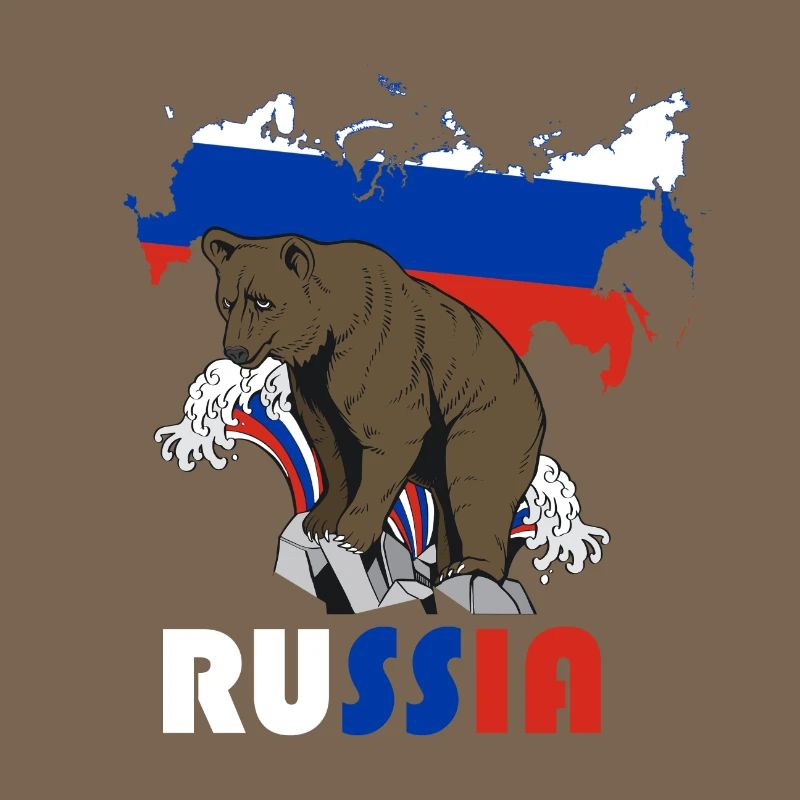 Russie conception de l’ours avec carte et drapeau