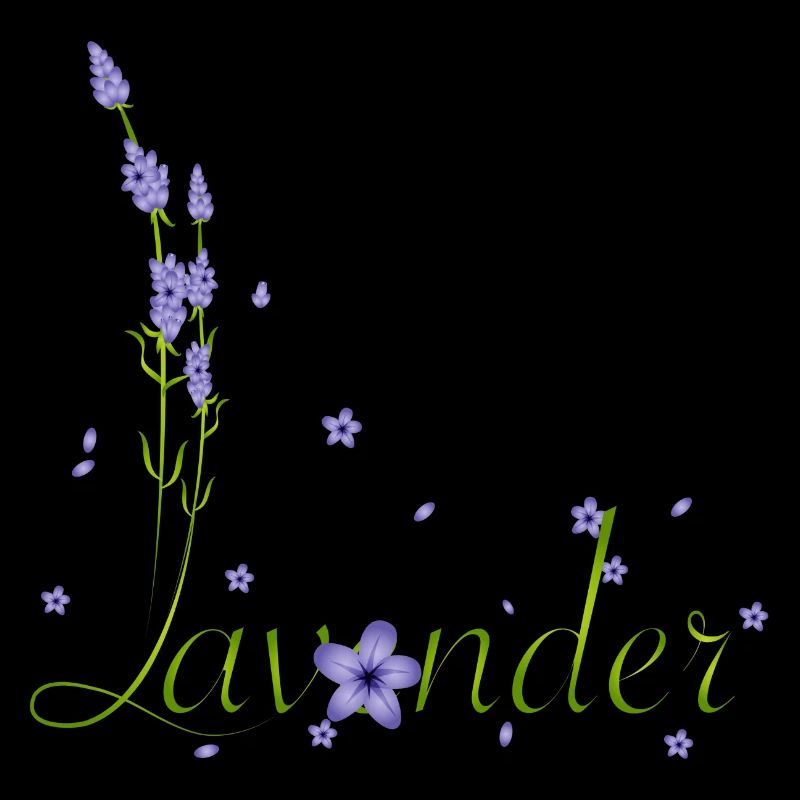 delicate lavender calligraphy with lavender flowers