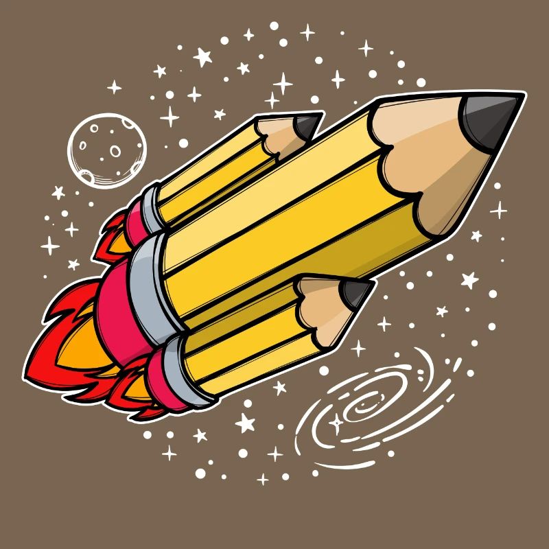 École début d’école crayon fusée lancement de l’école