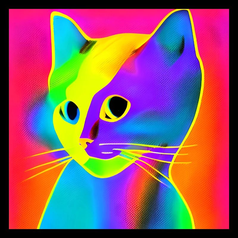 Tête de chat colorée avec effet néon