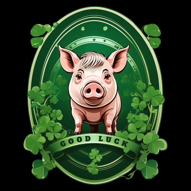 Cochon chanceux avec trèfles