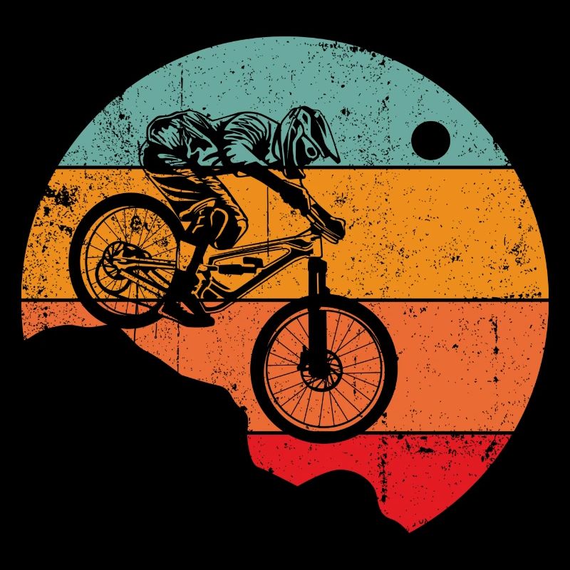 Silhouette de cycliste rétro au coucher du soleil