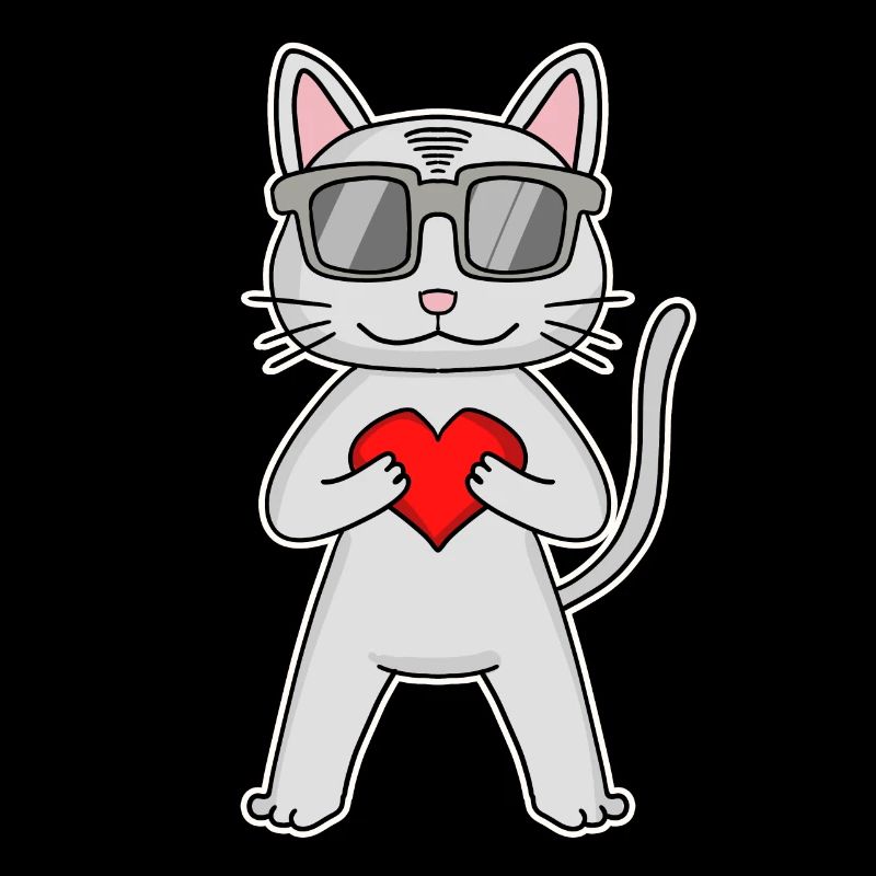 Cat with heart and glasses - Devon Rex