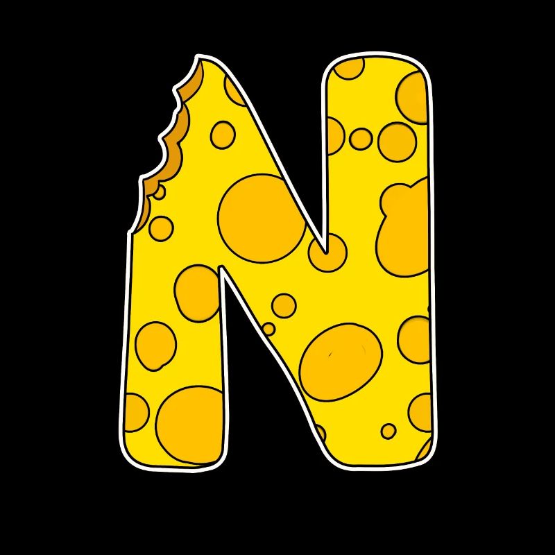 Lettre N - Lettre initiale N - Motif fromage