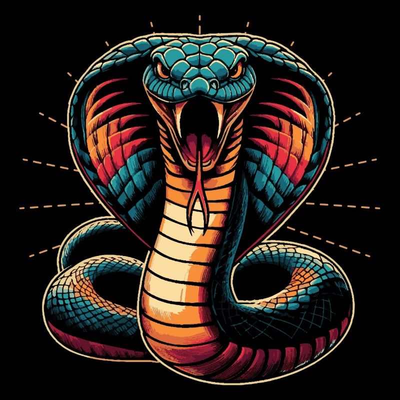 motif serpent Cobra dynamique et coloré