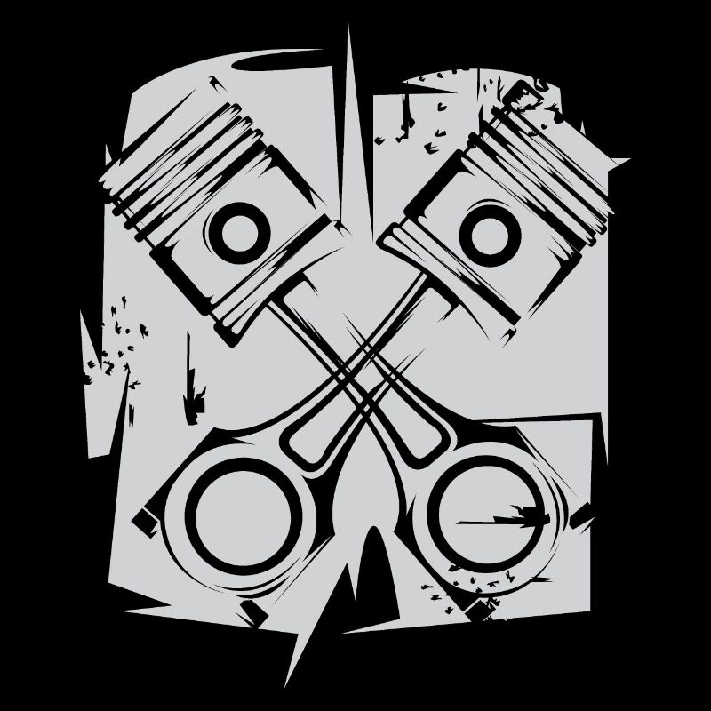 v8 Piston Engine Icon Art Illustration Logo