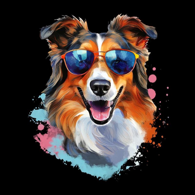 Collie avec lunettes de soleil